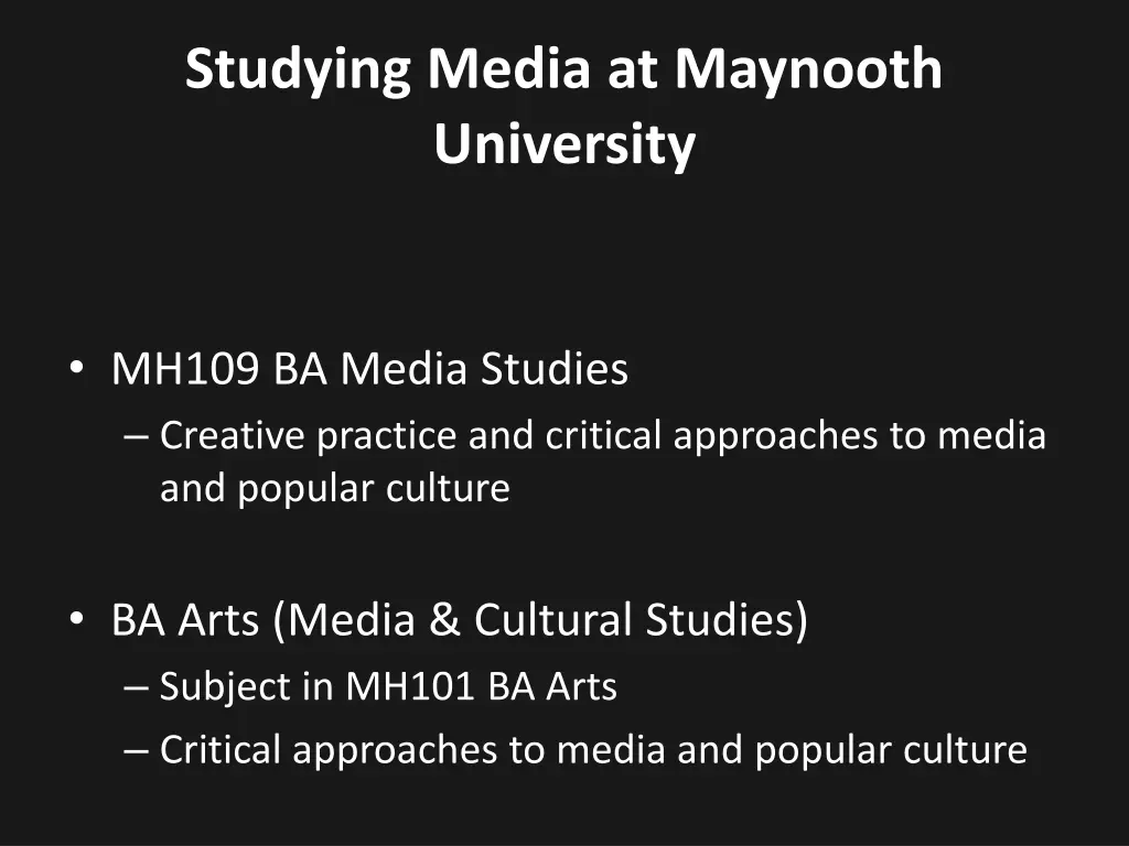 studying media at maynooth university