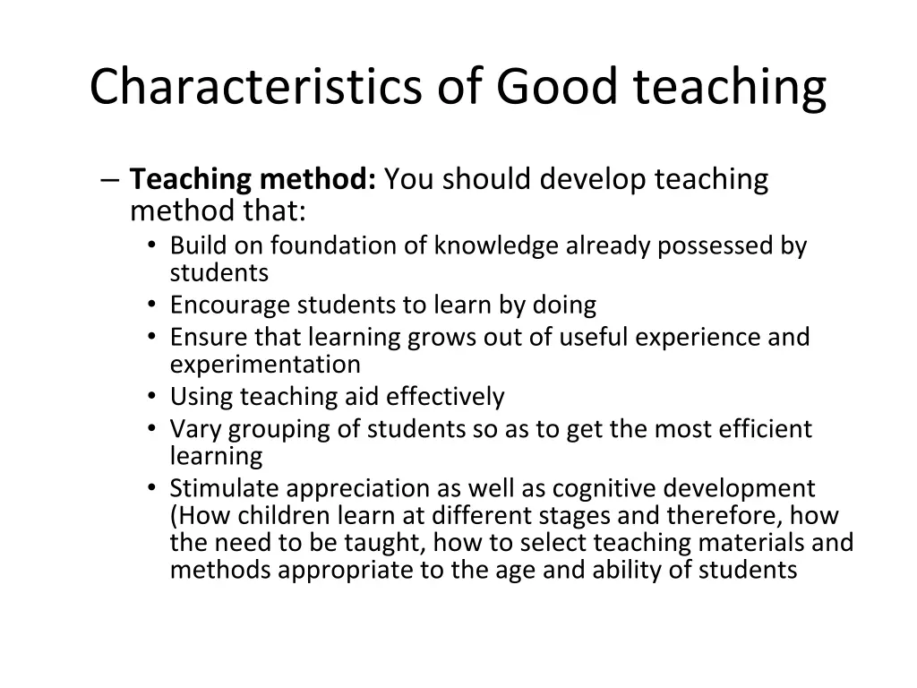 characteristics of good teaching 1