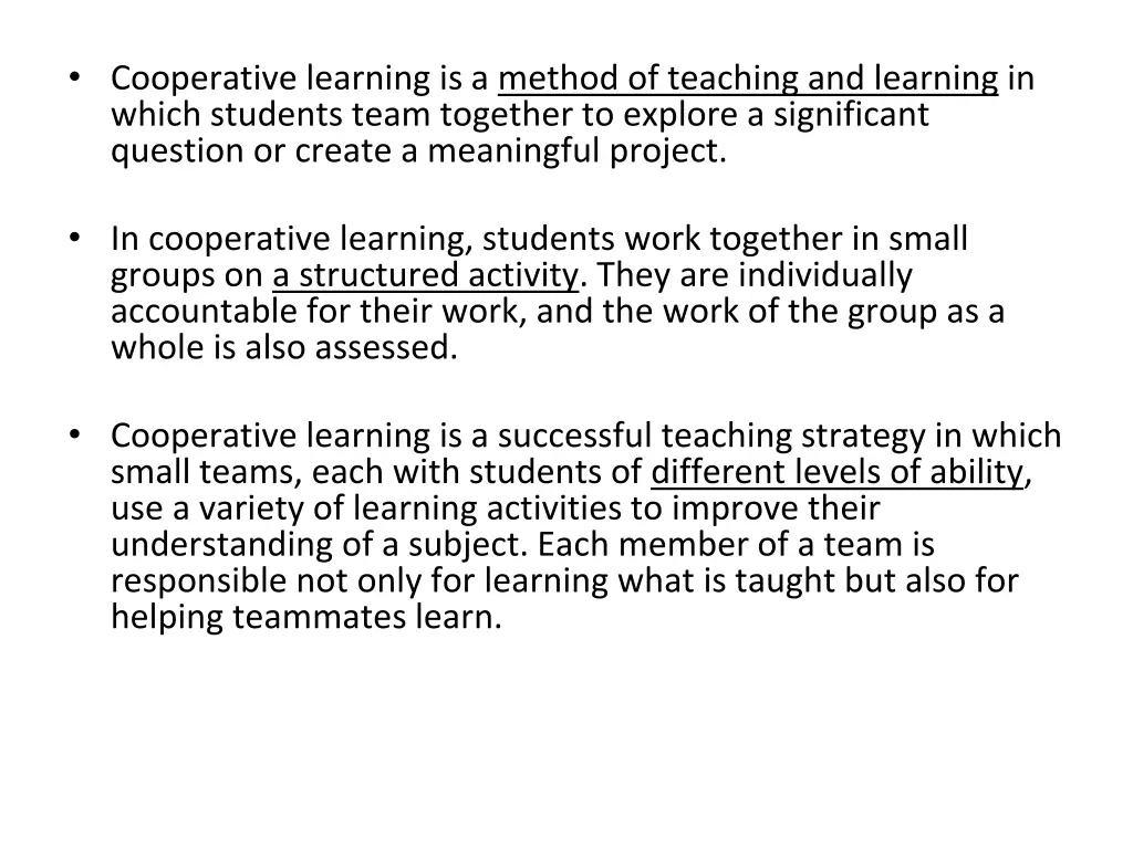 cooperative learning is a method of teaching