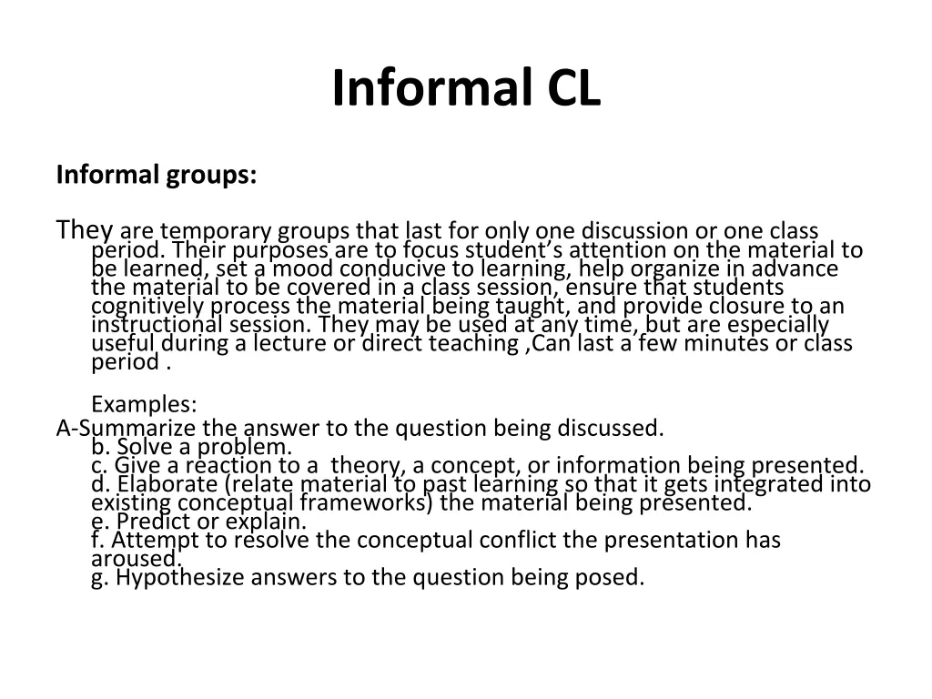 informal cl 1