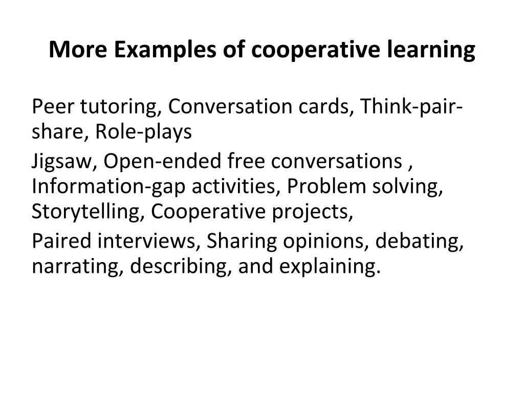 more examples of cooperative learning