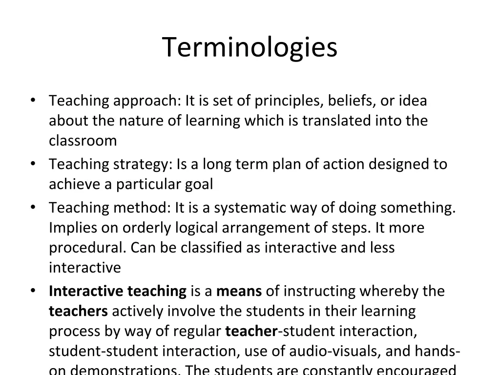 terminologies