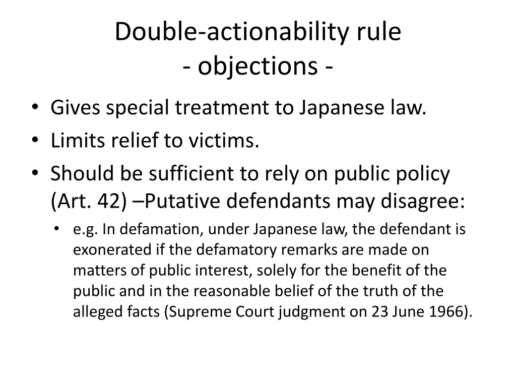 double actionability rule objections