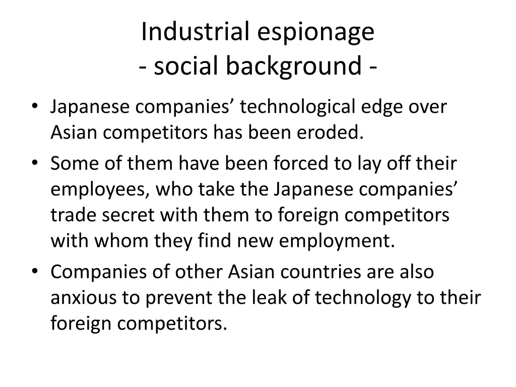 industrial espionage social background