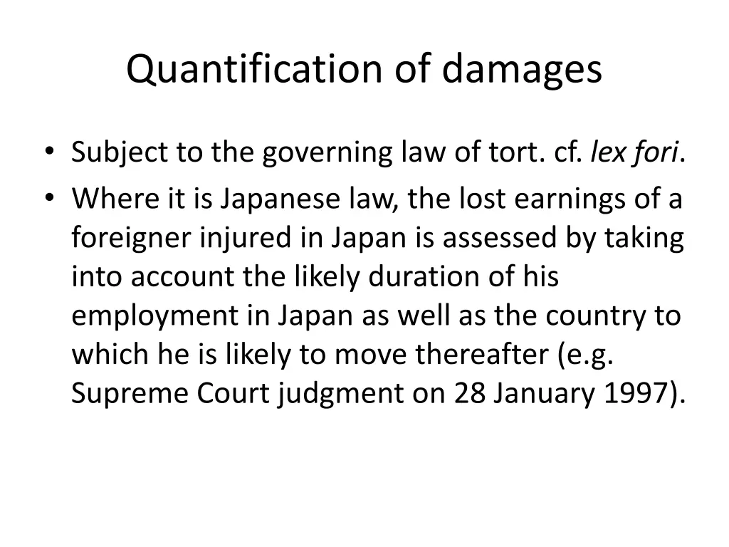 quantification of damages