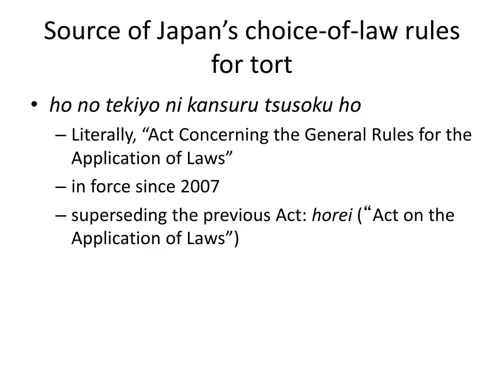 source of japan s choice of law rules for tort