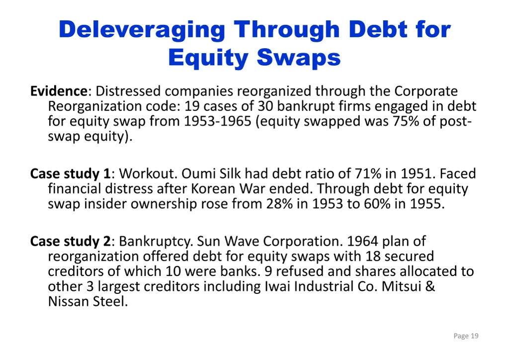 deleveraging through debt for equity swaps