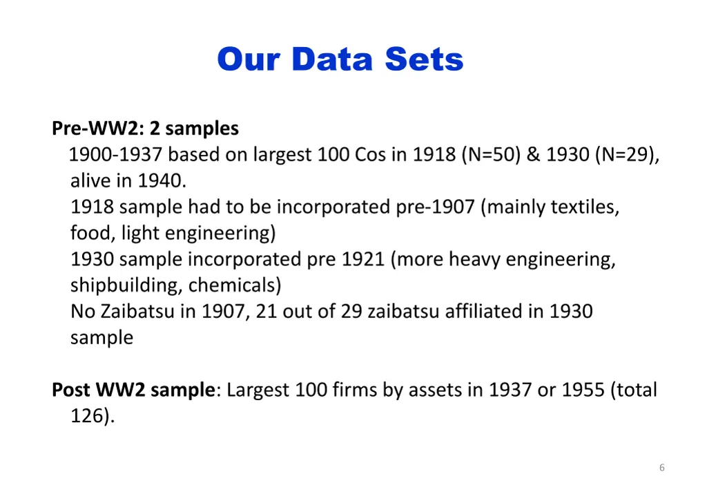 our data sets