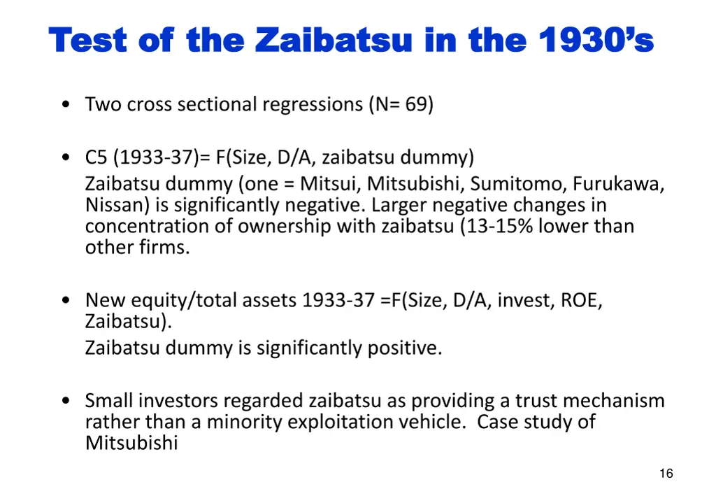 test of the zaibatsu in the 1930 s test