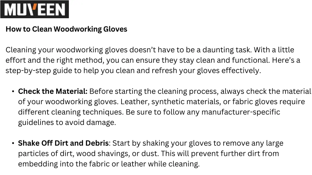 how to clean woodworking gloves