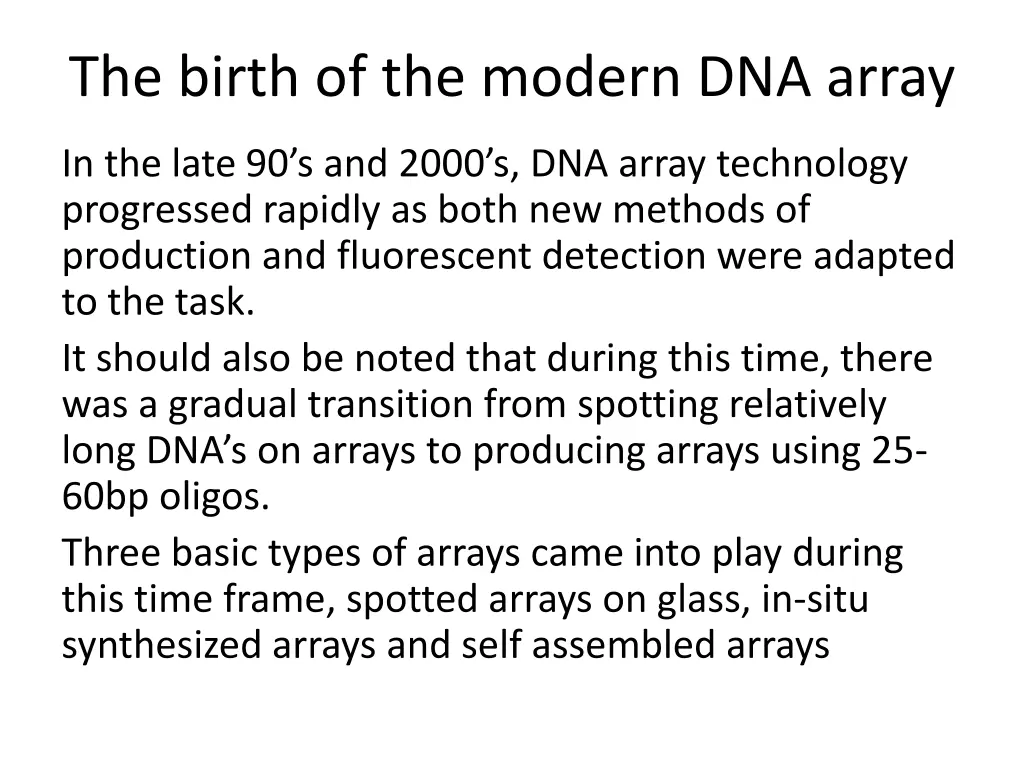 the birth of the modern dna array