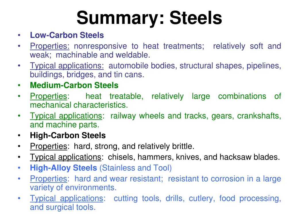 summary steels low carbon steels properties