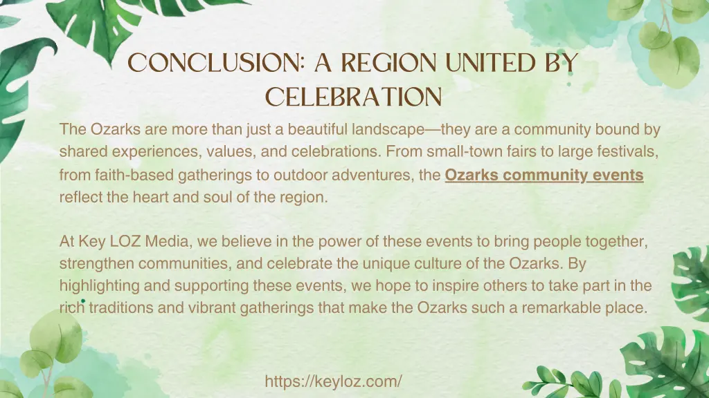 conclusion a region united by celebration