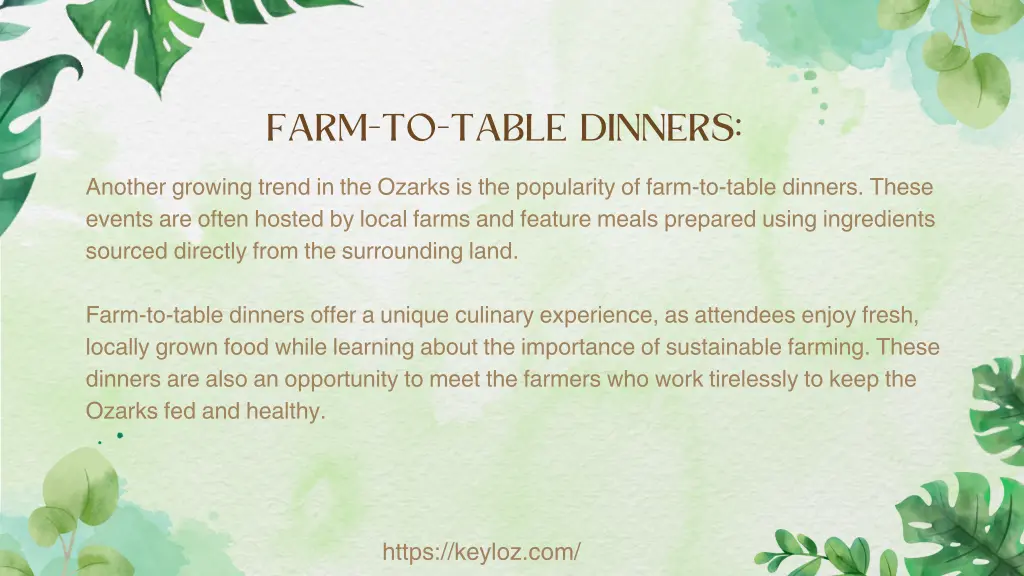 farm to table dinners