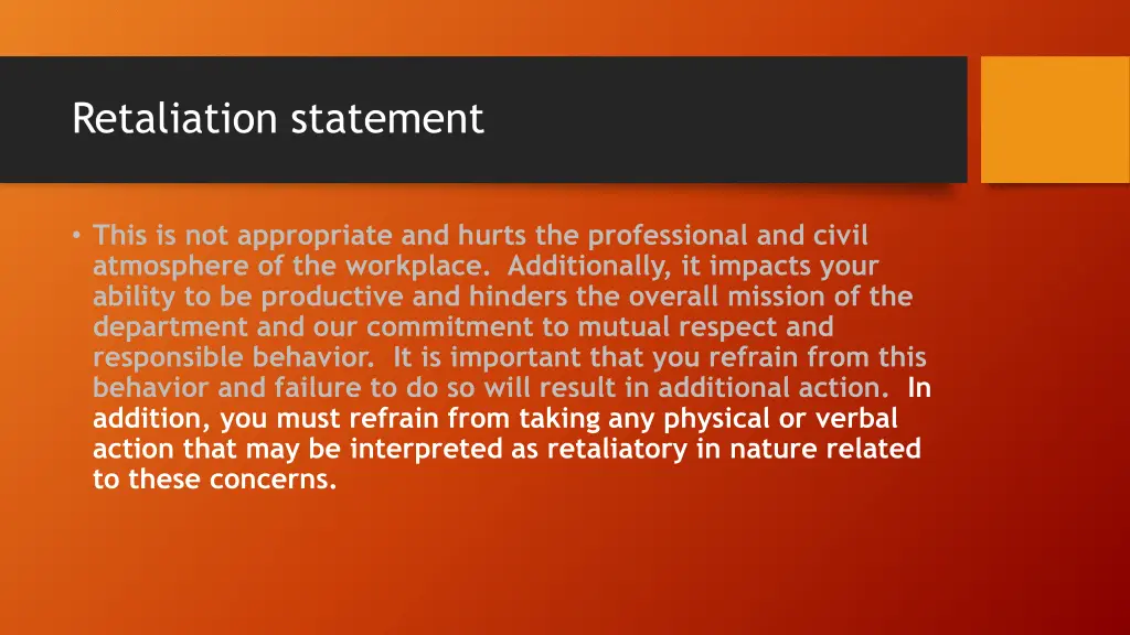 retaliation statement