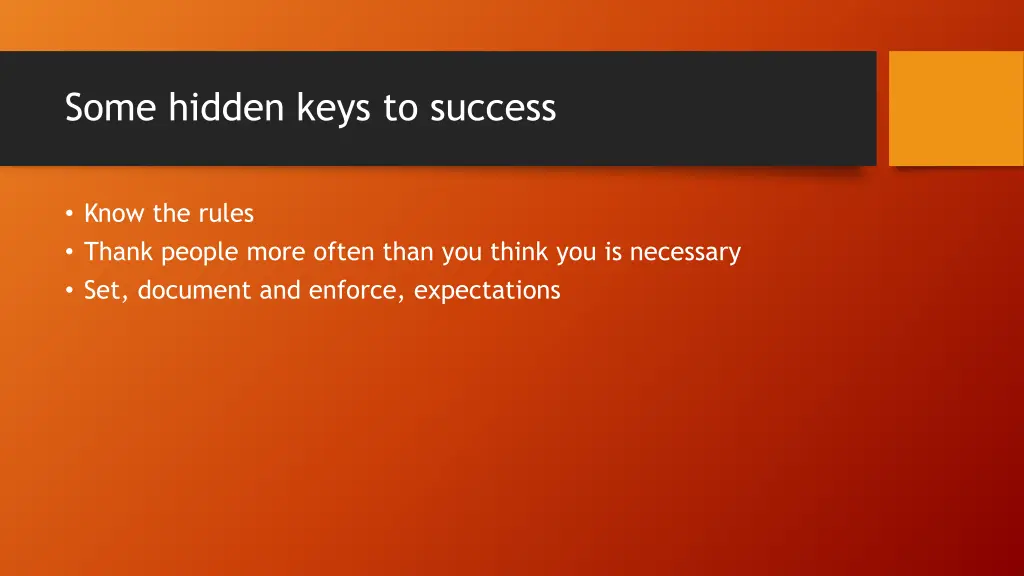 some hidden keys to success