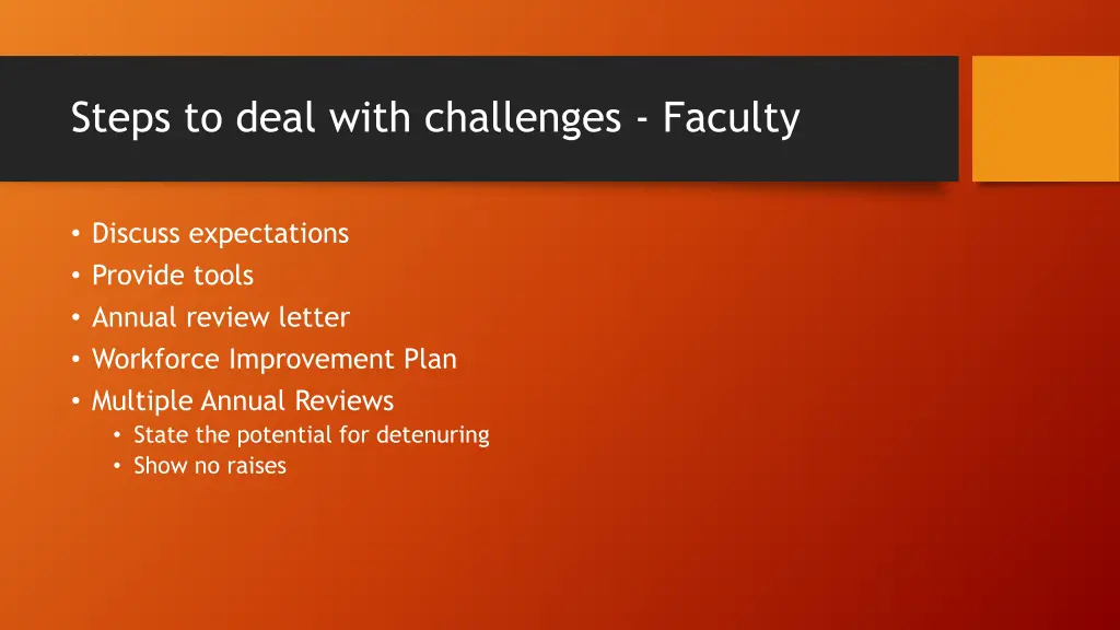 steps to deal with challenges faculty