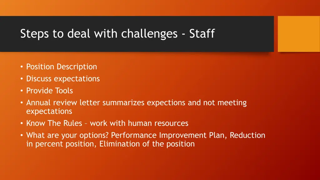 steps to deal with challenges staff