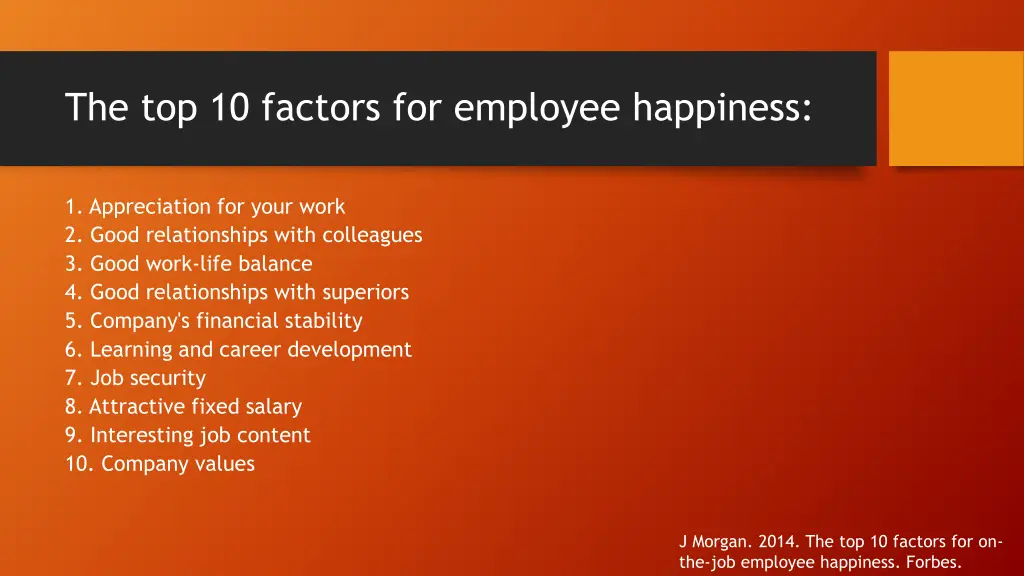 the top 10 factors for employee happiness