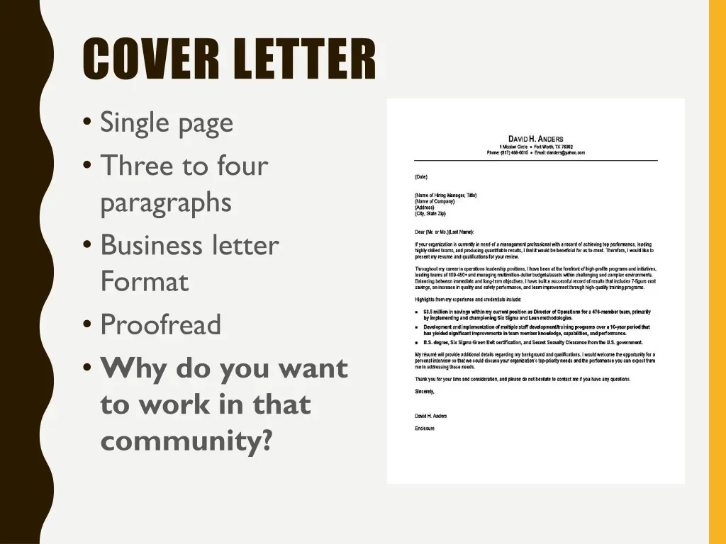 cover letter single page three to four paragraphs