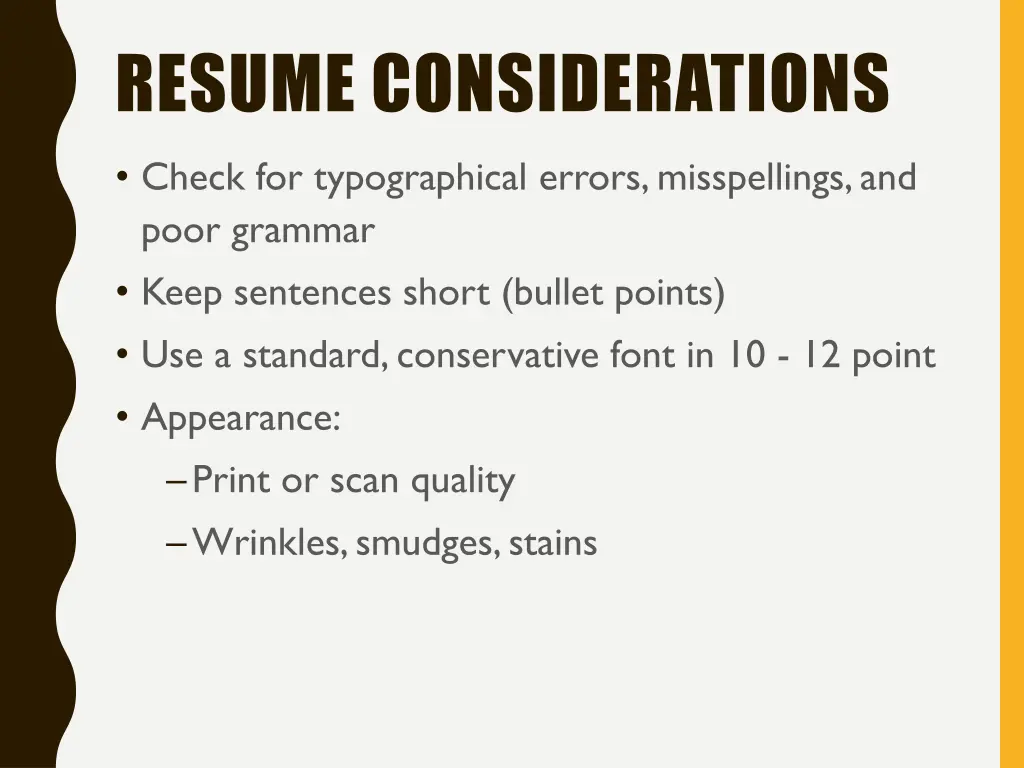 resume considerations