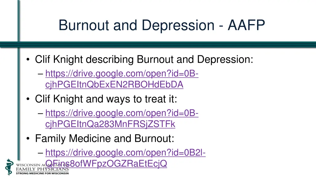 burnout and depression aafp