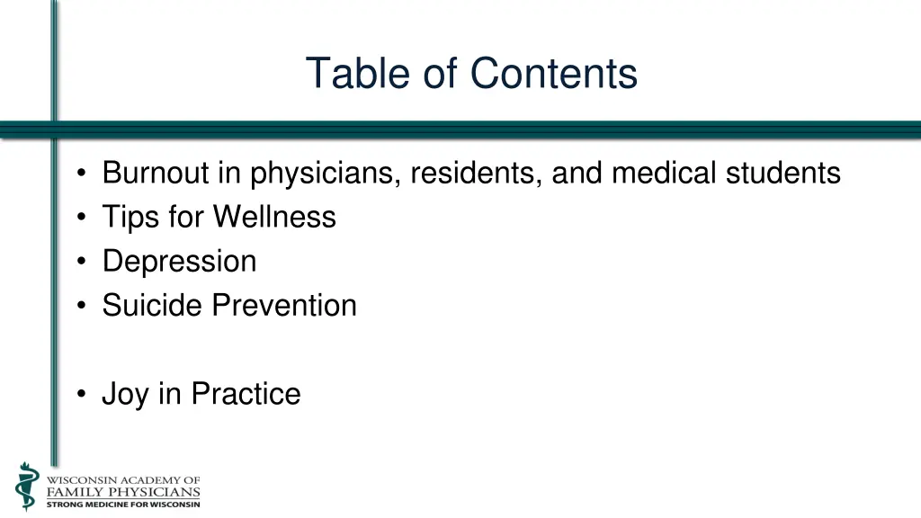 table of contents