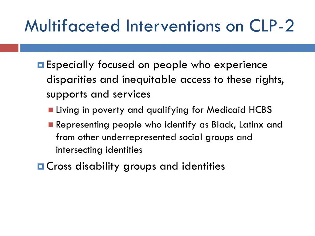 multifaceted interventions on clp 2