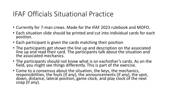 ifaf officials situational practice