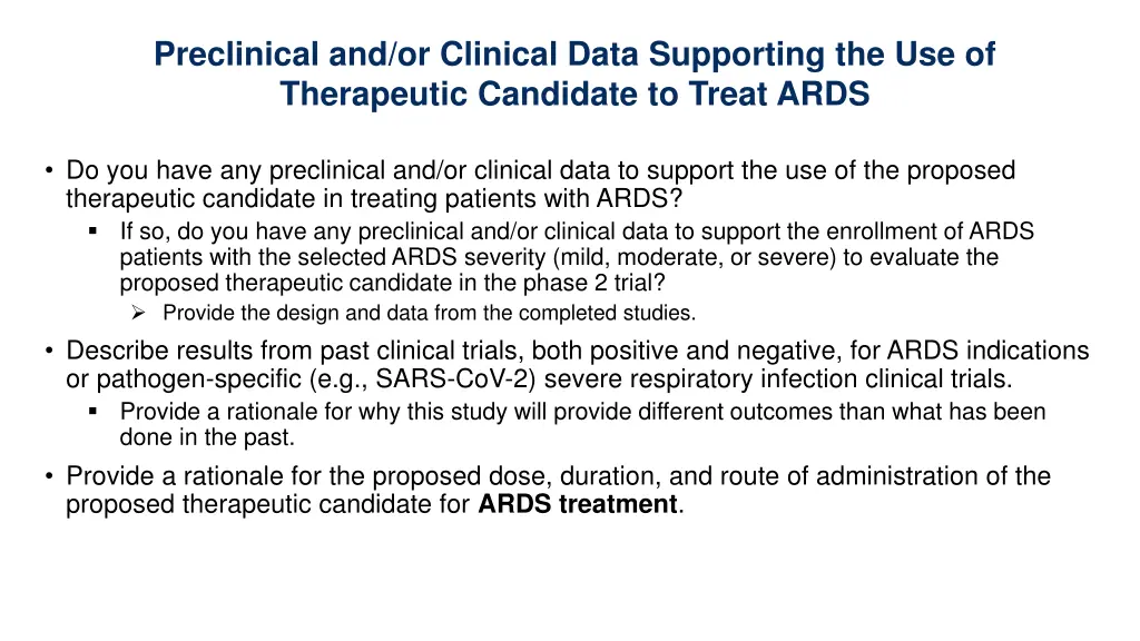 preclinical and or clinical data supporting