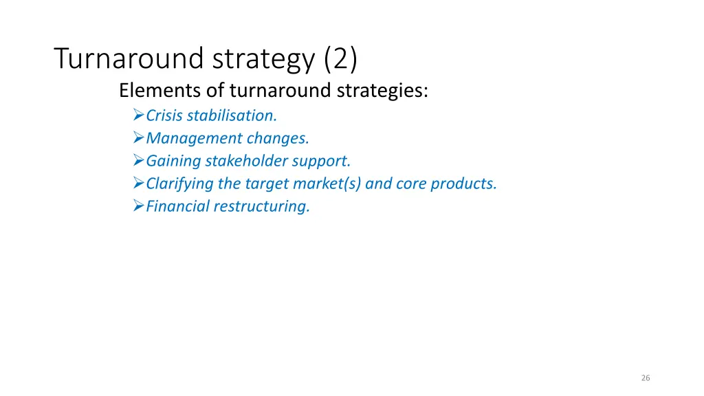 turnaround strategy 2 elements of turnaround