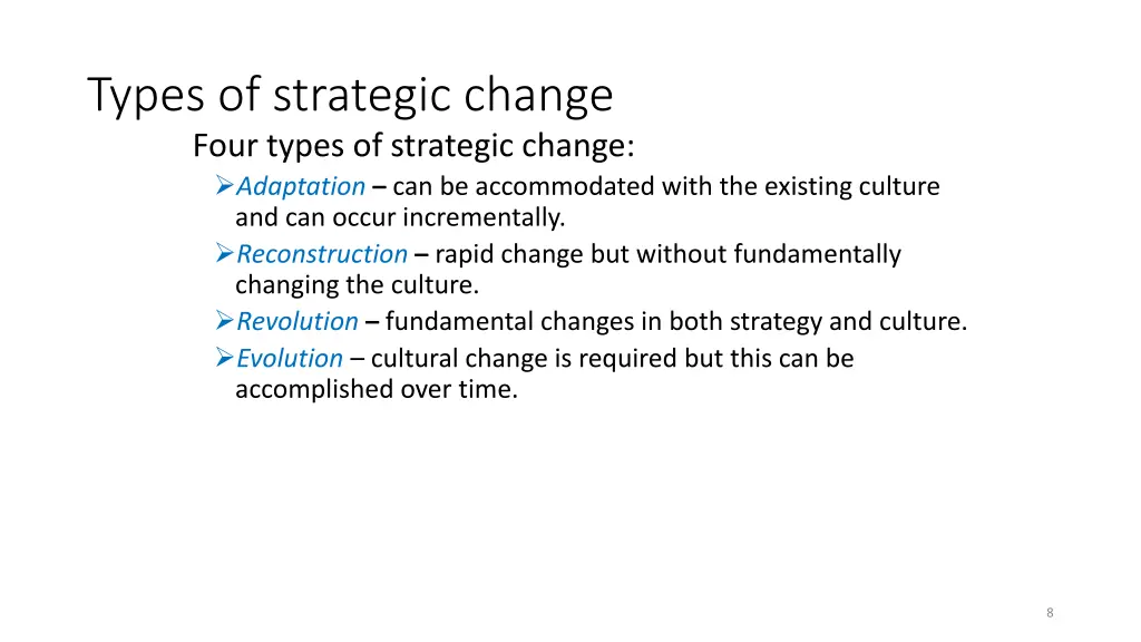 types of strategic change four types of strategic