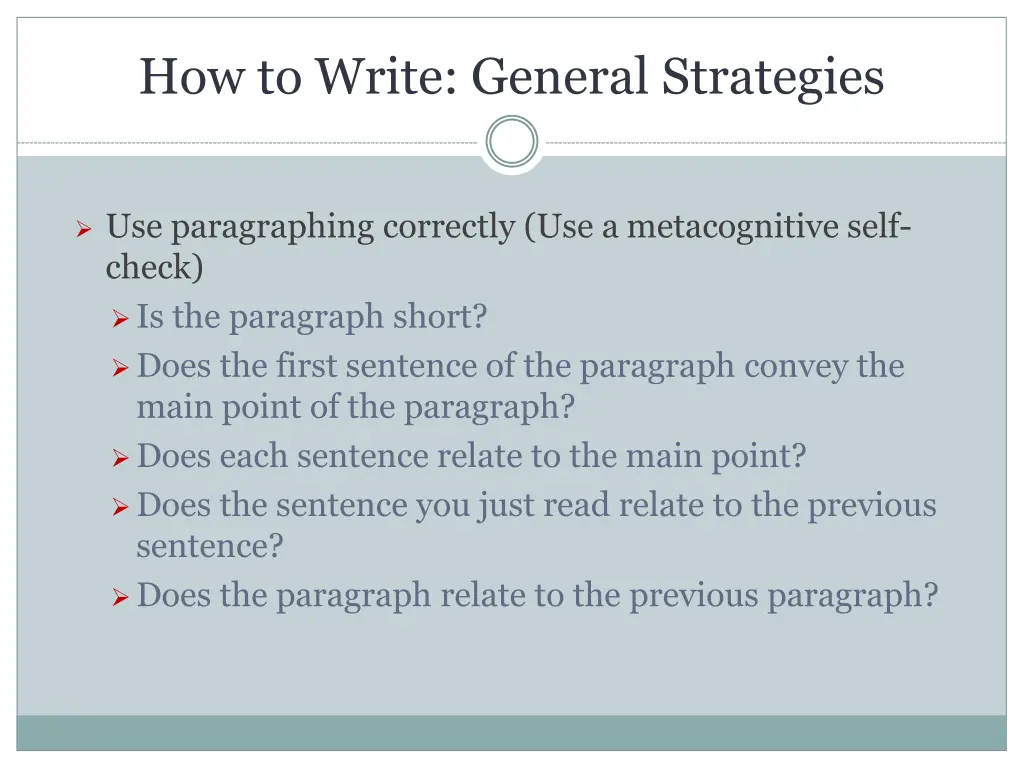 how to write general strategies 1