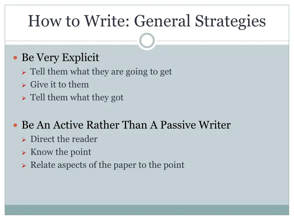 how to write general strategies