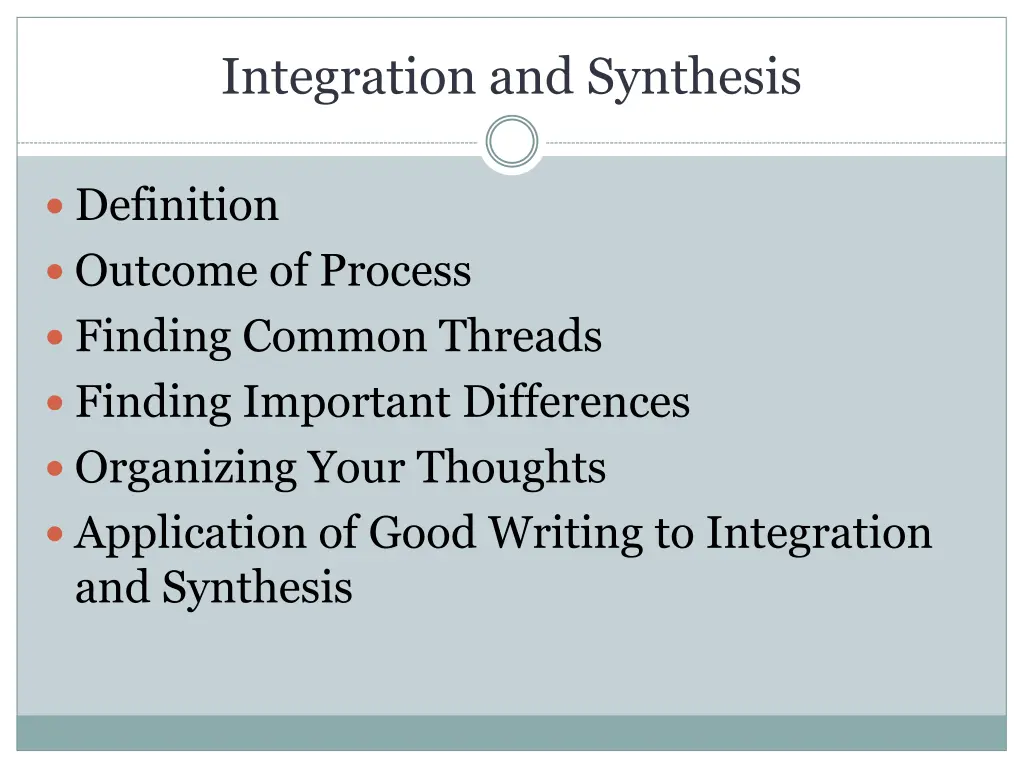 integration and synthesis