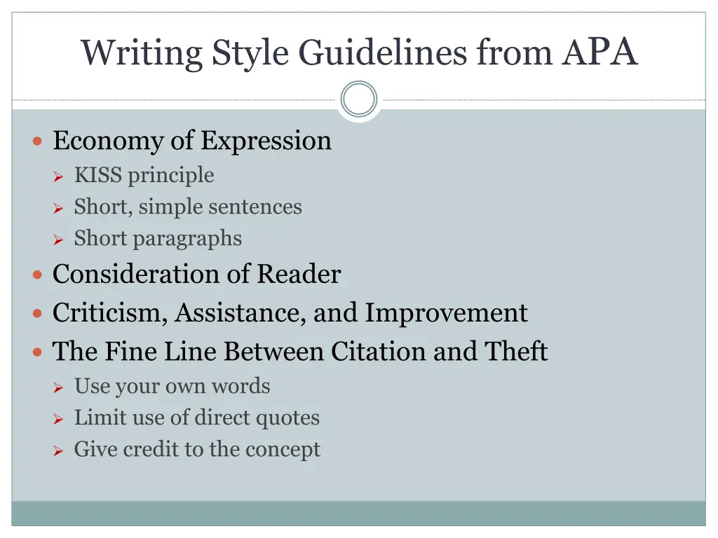 writing style guidelines from a pa