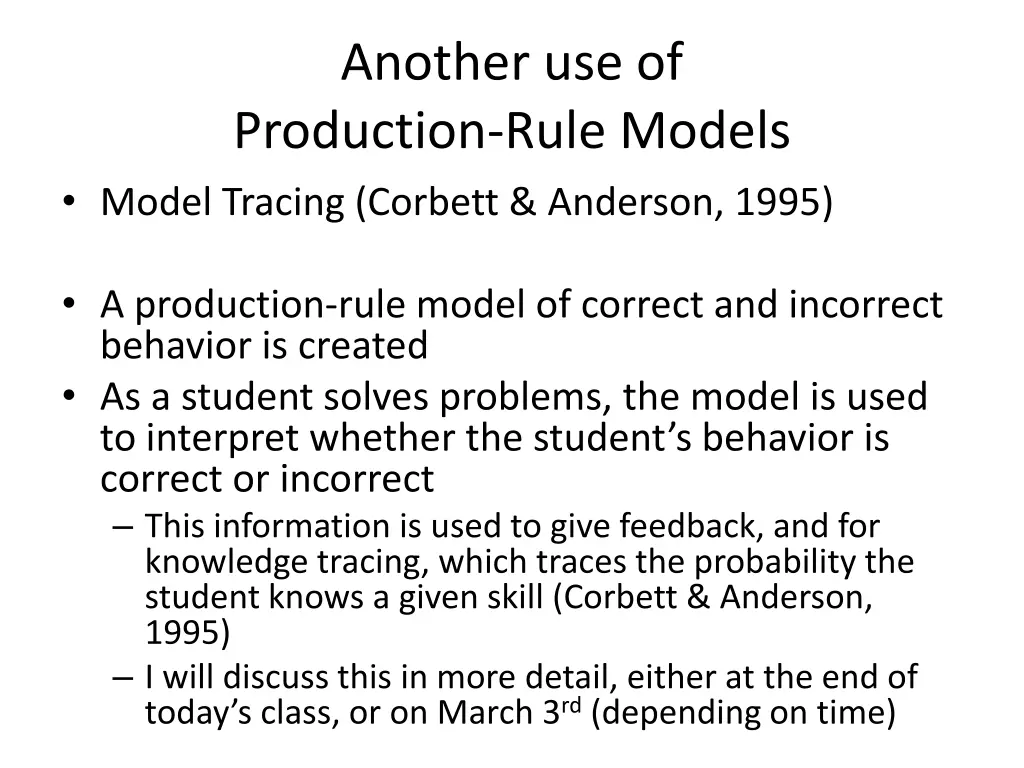 another use of production rule models model