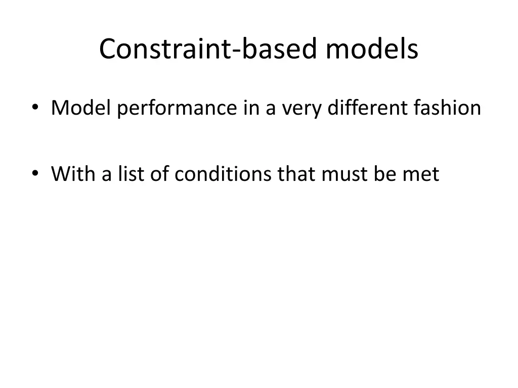 constraint based models