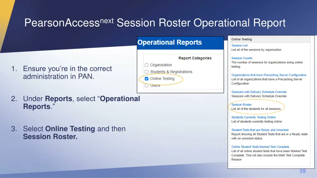 pearsonaccess next session roster operational