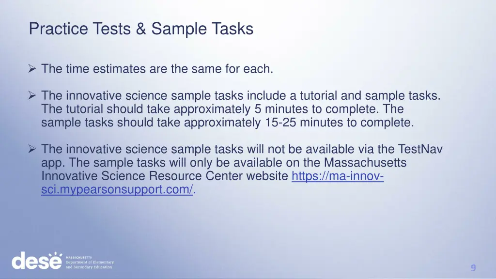 practice tests sample tasks 1