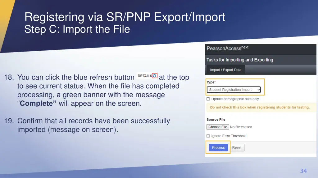 registering via sr pnp export import step 3