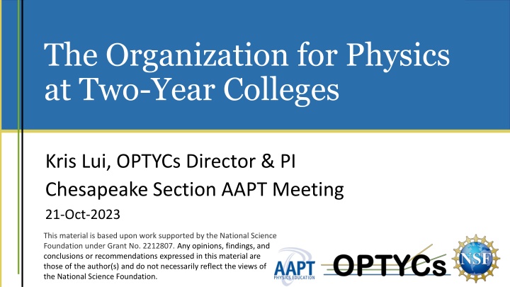 the organization for physics at two year colleges