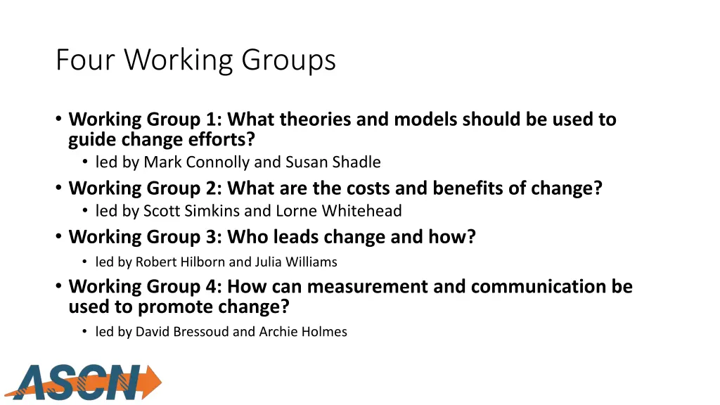 four working groups 1