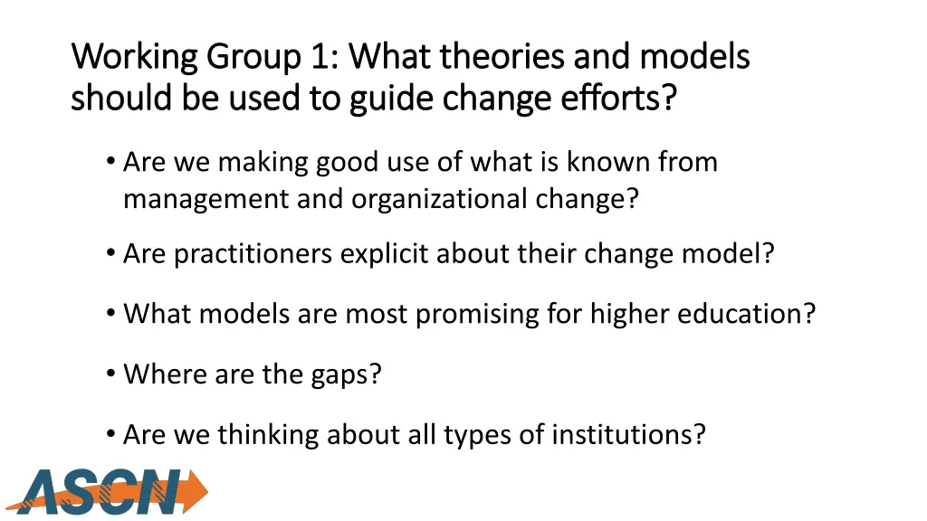 working working group 1 what theories and models