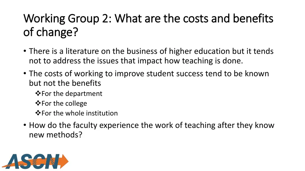 working working group 2 what are the costs