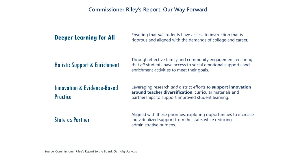 commissioner riley s report our way forward