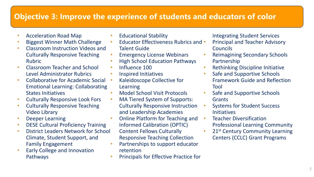 objective 3 improve the experience of students