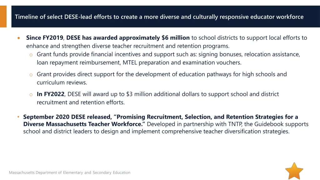 timeline of select dese lead efforts to create