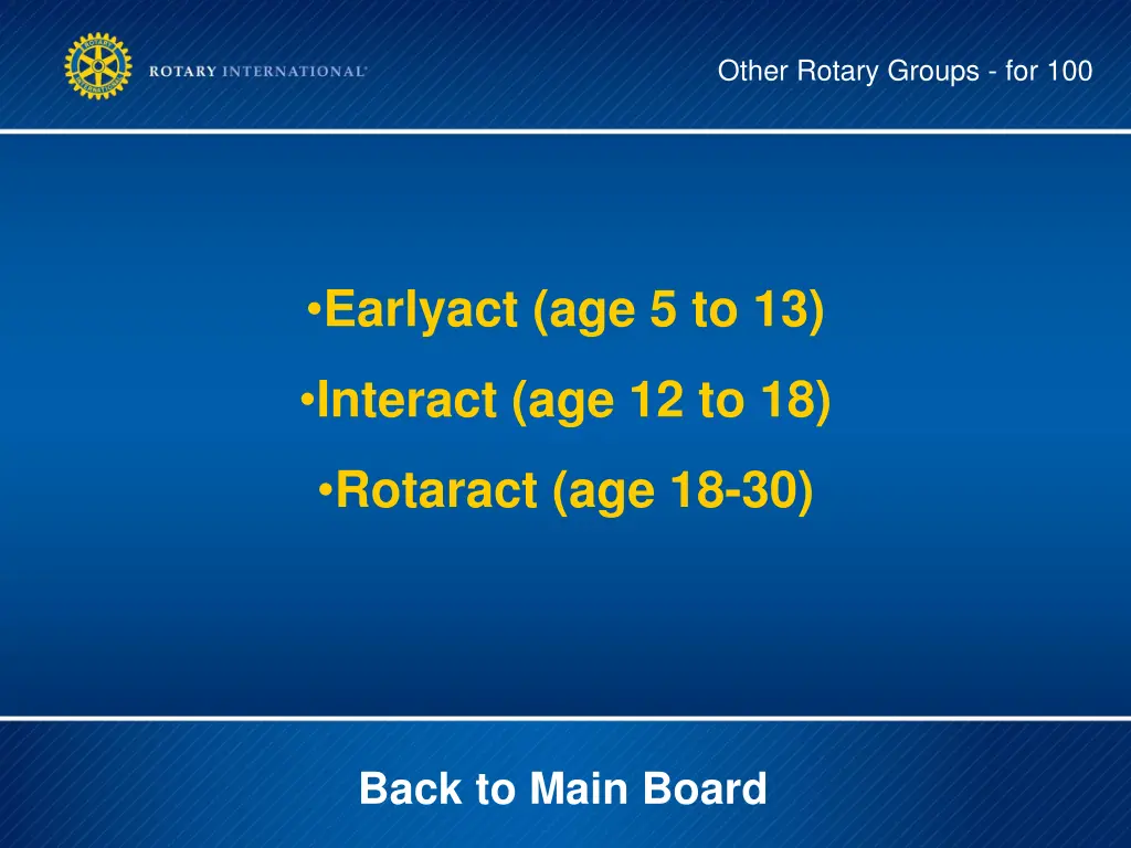 other rotary groups for 100 1