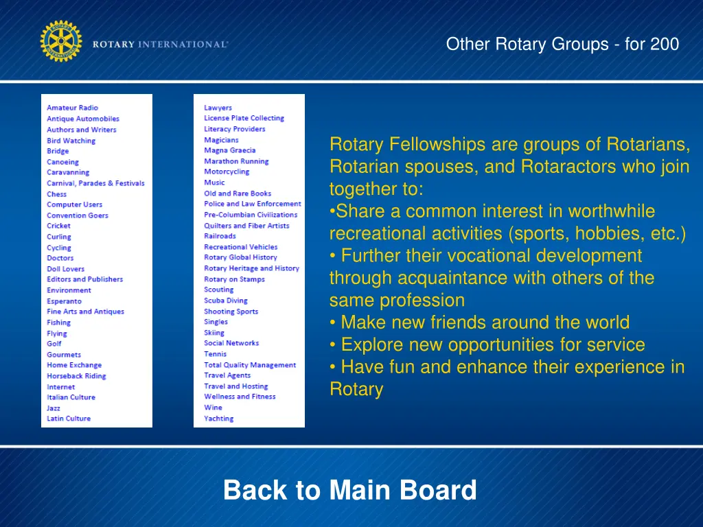 other rotary groups for 200 1